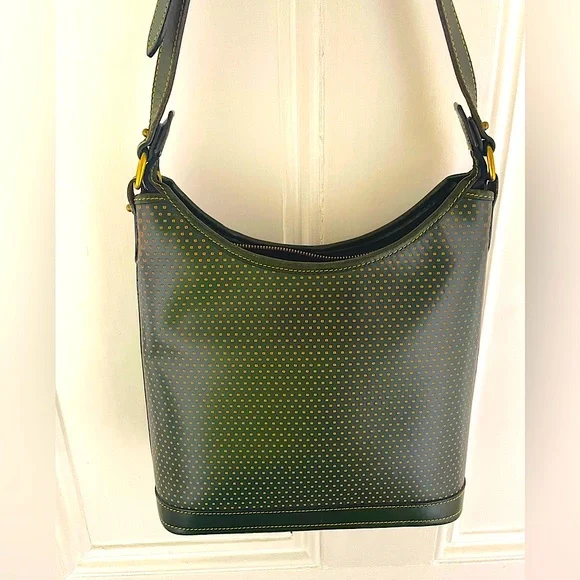 Dooney & Bourke Cabrio Green Perforated Zip Hobo Bag Purse - Picture 2 of 14